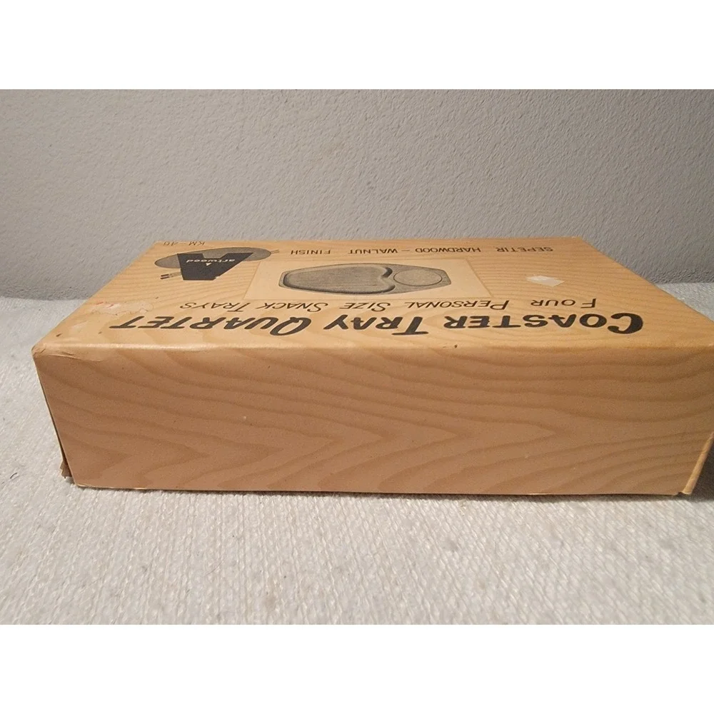 Coaster‎ Tray Quartet 4 Trays Original Box Artwood Snack Trays Walnut Finish